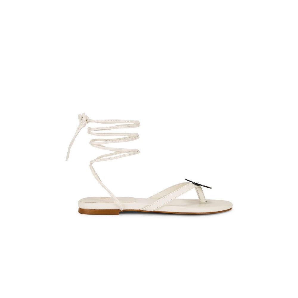 Like new LPA Madre Perla Sandal Ivory wrap around ankle lace up flip flop flat